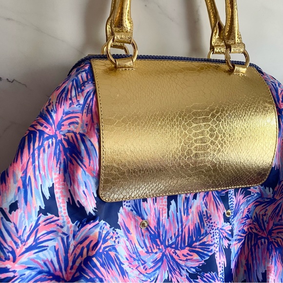 HTF Lilly Pulitzer Packable Escape Weekender Tote Bag Palms Up - Picture 7 of 13